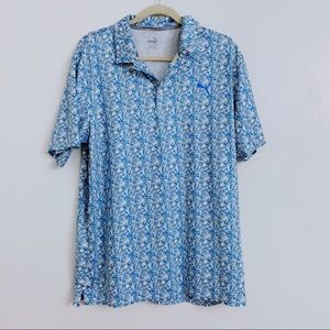📌PUMA Blue Floral Dri- Fit Collar Shirt